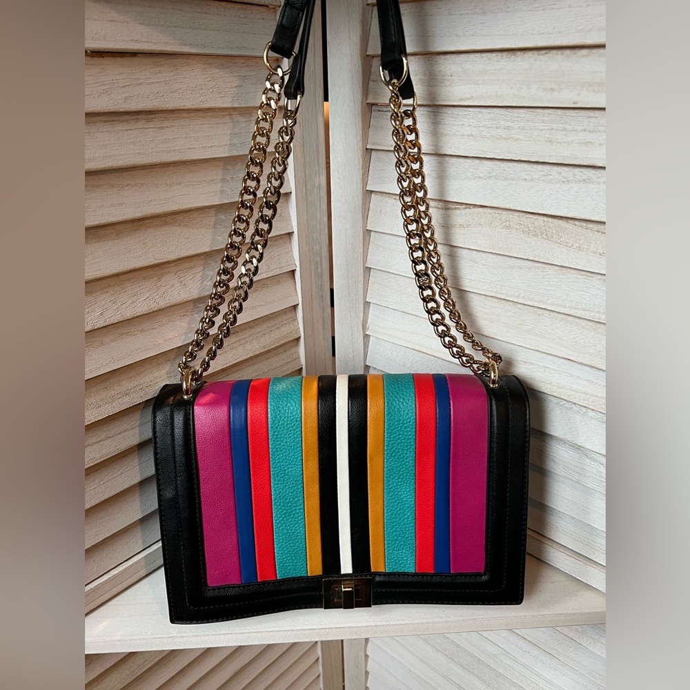 INC multicolored/ black leather purse.
